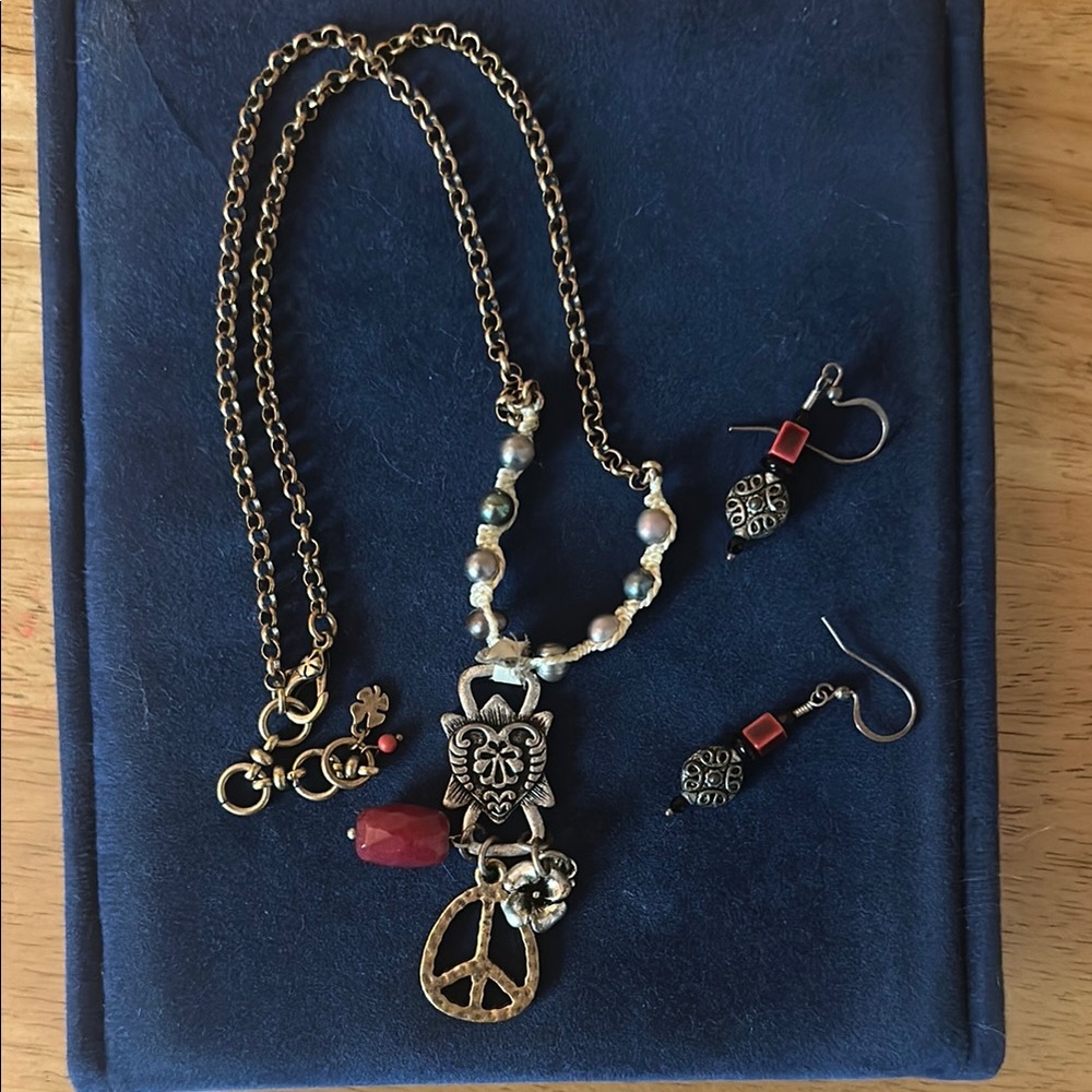 Lucky Brand Gold and Red Bohemian Necklace